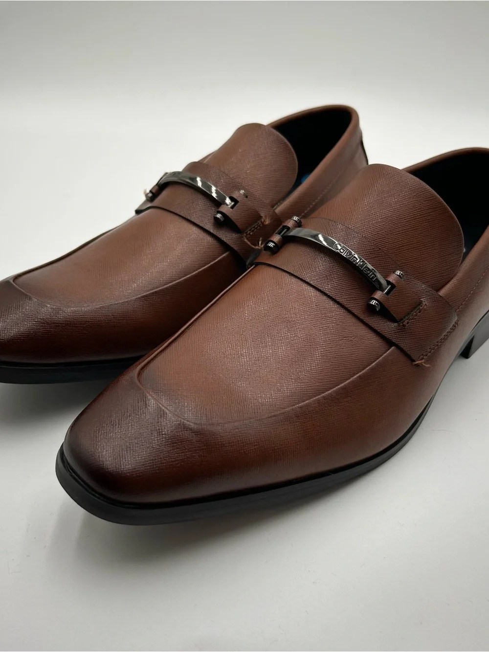 Calvin Klein Men's Brown Leather Slip-On Loafers